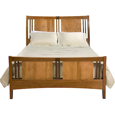 King-Size Sleigh Bed with Open Vertical Slat Details & Solid Walnut Accents